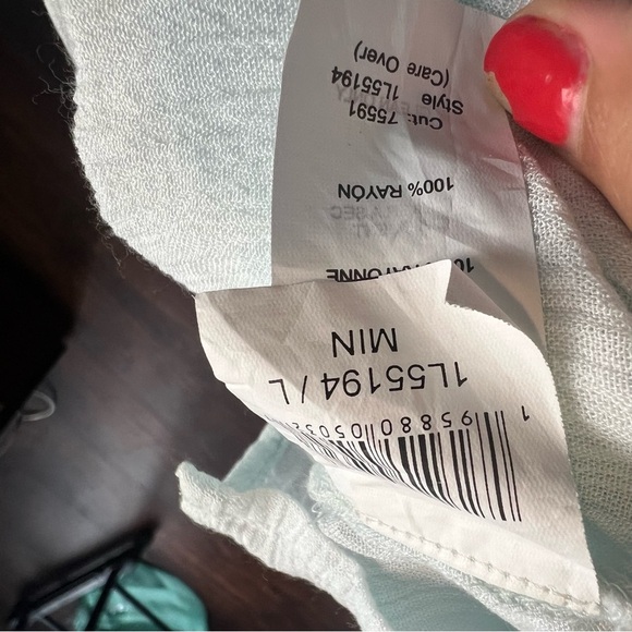 Karen Kane Pale Blue Long Sleeve Blouse - Picture 9 of 9